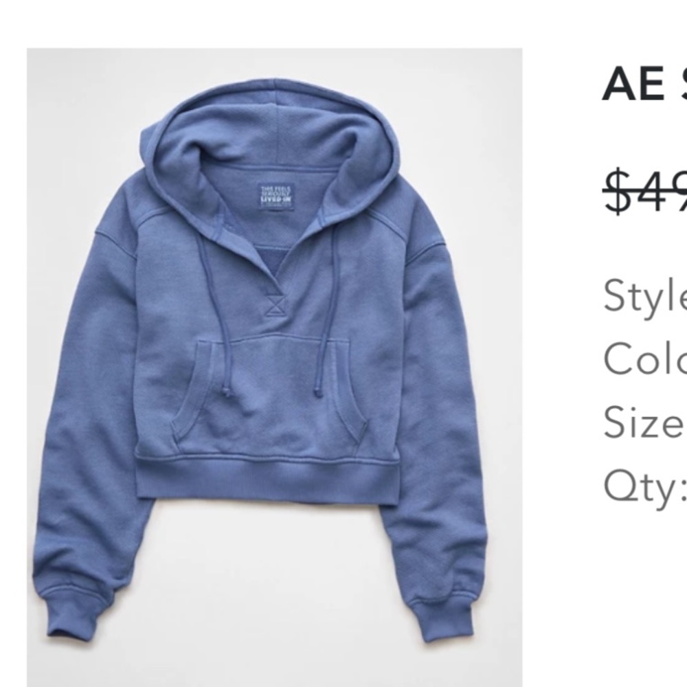 American Eagle Blue Shrunken Hoodie
